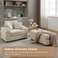 thumbnail image 2 of Luckhao Corduroy Deep Reclining Chaise Lounge with Ottoman & Dual Cupholders for Living Room, 2 of 7