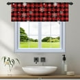 thumbnail image 3 of 52x18 Inch Red and Black Buffalo Plaid Kitchen Valances for Windows Snowflakes Pattern Christmas Valance Ambiance Window Treatment Gingham Window Curtains Rv Camper Bathroom Drapes, 3 of 6