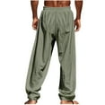 thumbnail image 4 of PNTUTB Men's Casual Solid Color Breathable Elastic Waist Drawstring Loose Comfortable Pants with Pockets, 4 of 6