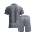 thumbnail image 6 of BXINGOHAI Men's Short Sleeve Shirt & Shorts Set Summer Two Piece Outfits 3 Pockets Zip Tracksuit Casual Athletic Sports Gray,XL, 6 of 6
