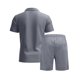 thumbnail image 5 of Mangas de Mano para Hombres Casual Sólido de Manga Corta Cuello Redondo Blusa Y Pantalones Cortos Conjunto, Traje de Dos Piezas de Poliéster de Moda para el Uso Diario de Primavera Verano, 5 of 6