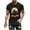 Black, variant on Halloween T-shirt for Men, Military Green Printed Round Neck Short Sleeve Cotton Blend Top, Casual Daily Wear, Hand Wash Cold