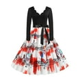 thumbnail image 1 of Vestido de fiesta de Navidad de manga larga con cuello en V para mujer Vestido vintage para mujer Pompotops hdfakjf7169, 1 of 8