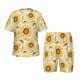 thumbnail image 1 of Fotbe Watercolor With Sunflowers Pijama Estampada de 2 Piezas para Niños – Ropa de Dormir de Manga Corta Cómoda para Niños y Niñas, Camiseta y Shorts de Algodón-3X-Large, 1 of 6