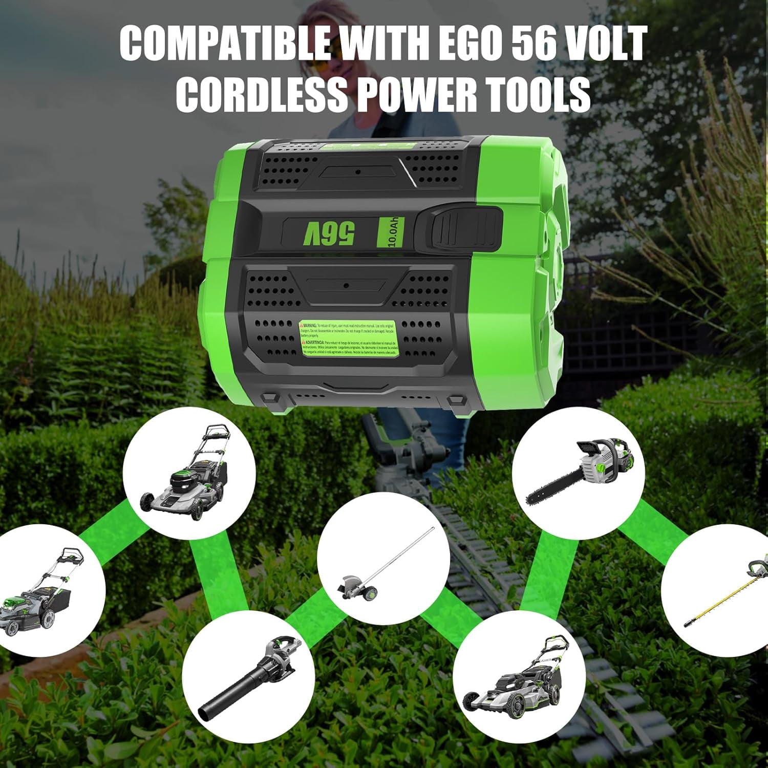 2Packs 10000mAh Replacement for EGO 56V Battery Compatible with EGO 56 Volt Lithium Battery Power+ Tools BA2800 BA4200 BA4200T CS1604 CS1804 CS1403 HT2400 LB6504 LB5804 LB6500 LB4800 PH1400