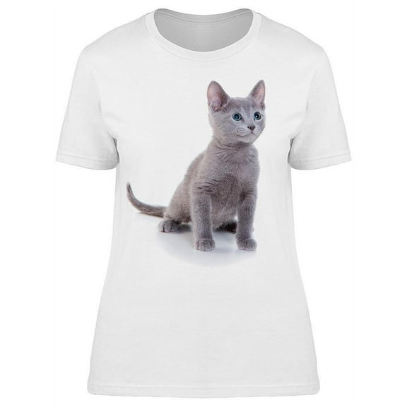 Gorgeous Russian Blue Kitten T-Shirt Women -Image by Shutterstock, Female 3X-Large