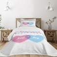 thumbnail image 3 of Ambesonne Modern Quilted Bedspread Set 2 Pcs, Simple Celebration Hearts, Twin Size, Pale Pink Blue, 3 of 6