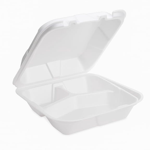 Concession Essentials- Foam Containers 3 Compartment / 9" x 9" x 3.5" - Pack of 15ct