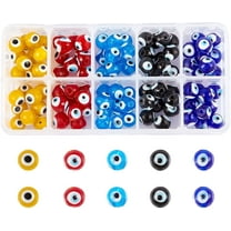 About 144 pcs 6 colors Lampwork Glass Evil Eye Beads 8mm Round Lampwork Evil Eye Charms Turkish Evil Eye Spacer Beads Evil Eye Loose Beads for Bracelets Jewelry Making