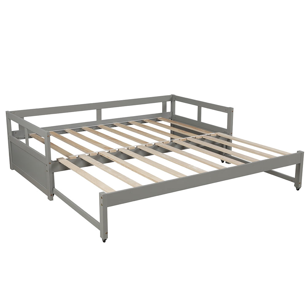 Lowestbest Extending Daybed, Wooden Daybed with Trundle Lowestbest Extending Daybed, Wooden Daybed with Trundle