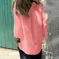 thumbnail image 6 of Scyoekwg Women's Linen Tops Long Sleeve Button Crew Neck Tunic Shirts Solid Blouses for Seniors Casual High Low Tunic Tops (Pink,XL), 6 of 9
