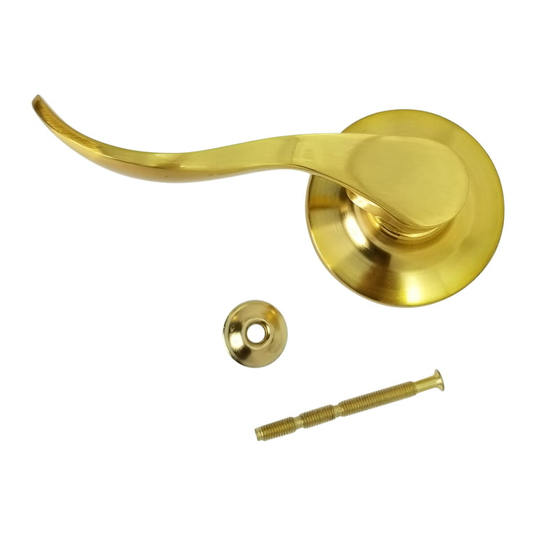 RI-KEY SECURITY - Dummy Closet Door Lock Lever Handle New Wave Style Satin  Satin Brass LH 