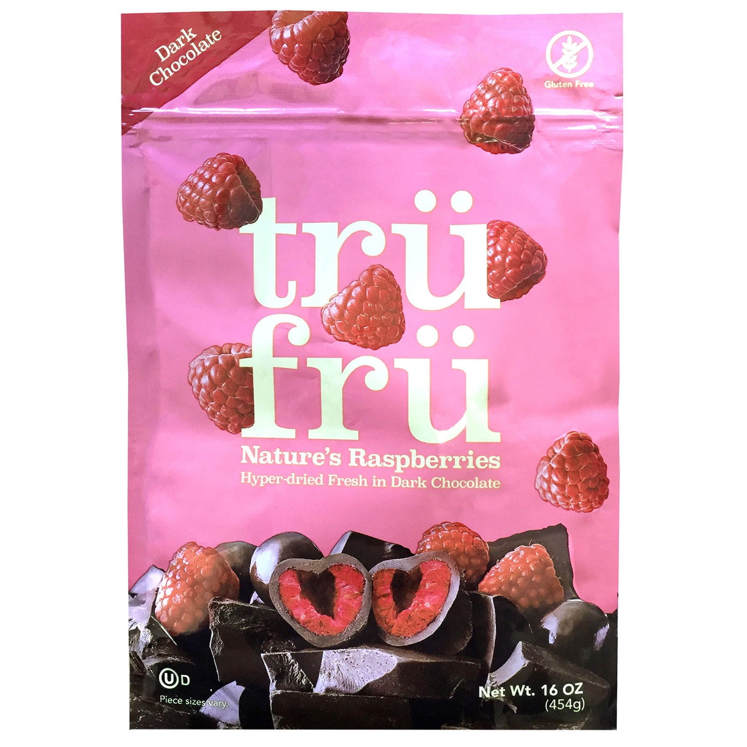 Tru Fru Dark Chocolate Covered Hyper Dried Raspberries (16 Ounce