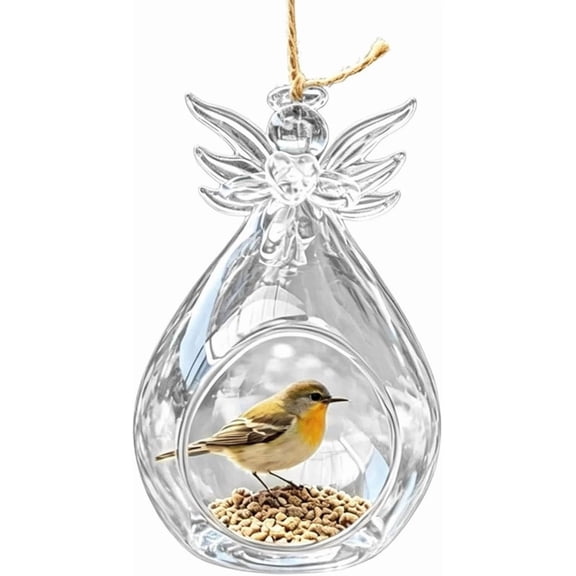 Angel Shaped Glass Bird Feeder, Hanging Hummingbird Feeding Station, Easy Refill and Clean for Outdoor Yard Patio Balcony Garden Decor (1pc)
