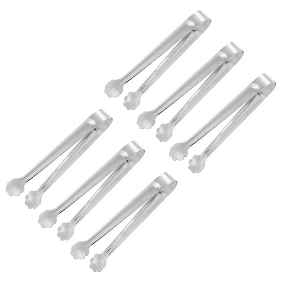 Serving Tongs, 6pack 4.5 Inch - Stainless Steel Ice Tongs, Mini Sugar Tongs for Dessert, Bar, Tea Parties (Silver)