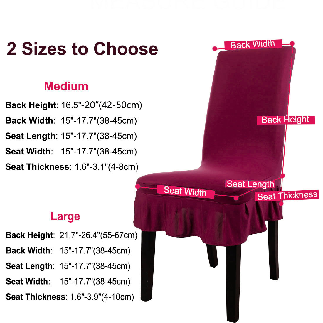 Unique Bargains Ruffled Skirt Dining Chair Cover Ruffled Seat Slipcovers Burgundy M