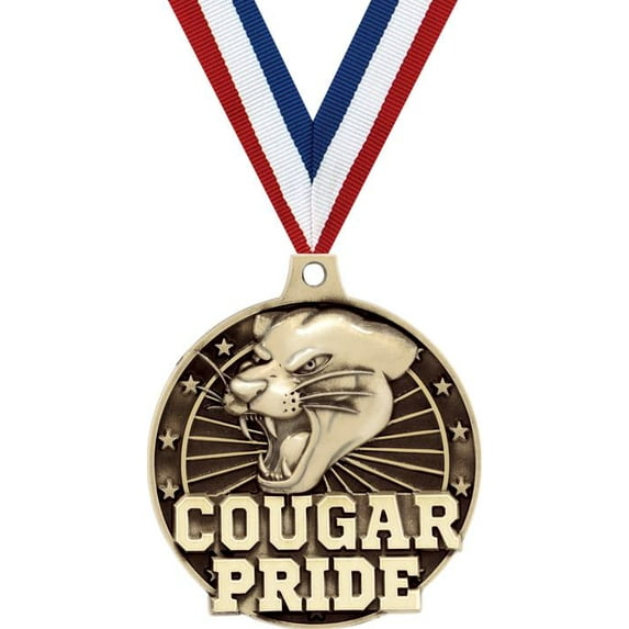 Cougar Pride Medals, 2" Gold Diecast Cougar Pride Medal Award 1 Pack