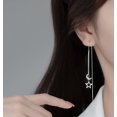 thumbnail image 2 of Solid 925 Sterling Silver Moon Star Threader Dangle Earrings Chain for Women Teens Long Dangle Earrings Tassel Chain, 2 of 12