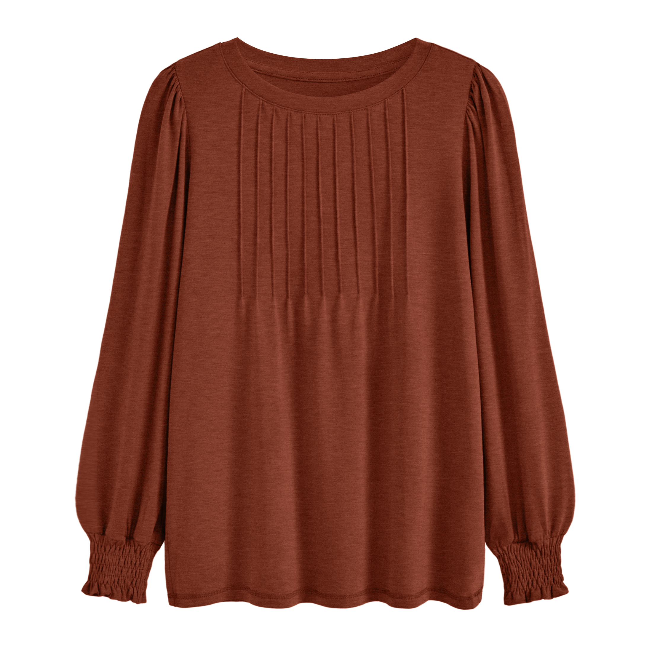 SUNBS Women's Pleated Long Sleeve Blouse, Orange photo 8