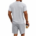 thumbnail image 4 of Uwinwear Men's Casual Athletic Tracksuits Sets Solid Color Crew Neck Short Sleeve T-Shirt and Drawstring Shorts Set Casual 2 Piece Outfit,Light Gray,L, 4 of 8
