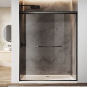 Sunny Shower 60 in.W x 72 in.H Double Sliding Shower Door Dumb Black Finish Framed with 1/4 inch Clear Tempered Glass
