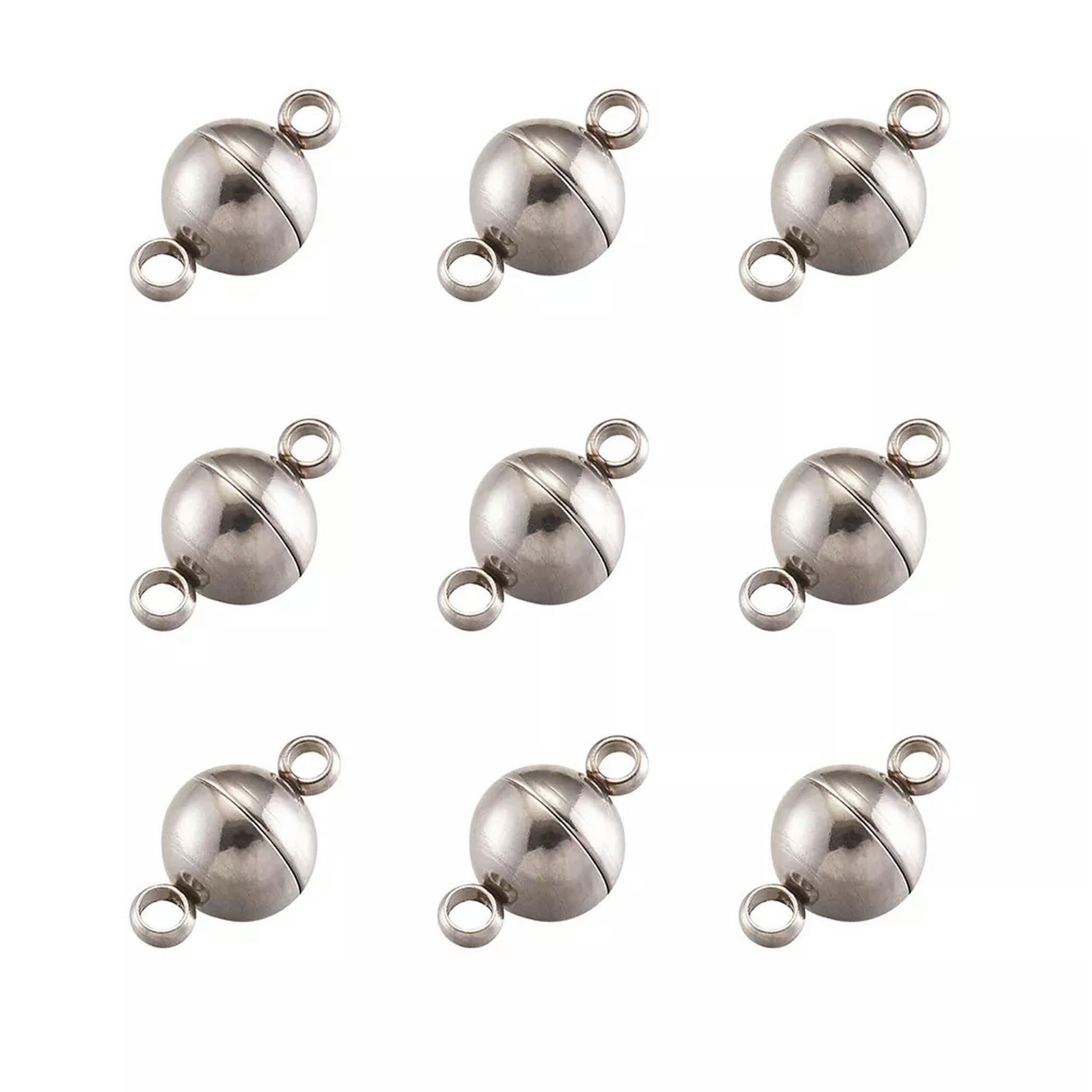 EOEMY 20Sets 304 Stainless Steel Magnetic Clasps Smooth Ball Closure Findings 12X5.5mm