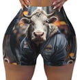 thumbnail image 2 of Rateoe Surrealist Cow Printed Power Workout Shorts for Women Tummy Control Squat Proof Ribbed Thick Seamless Scrunch Active Short-X-Large, 2 of 8