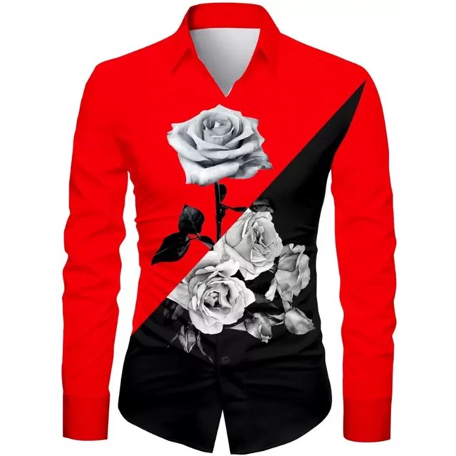 Camisa de hombre con estampado floral en HD de moda, color degradado, informal, suave y cómoda para fiestas al aire libre, nuevo estilo