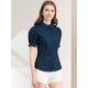 thumbnail image 2 of Camisa abotonada Allegra K oficina de trabajo algodón mujer Azul oscuro L, 2 of 6