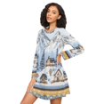 thumbnail image 3 of FORMRS Womens Long Sleeve Nightgowns Crew Neck Sleep Shirt Soft Pajamas Sizes S-3XL, Winter Village, 3 of 8