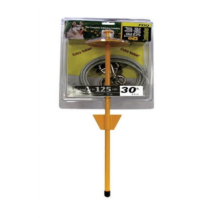 UPC: 0083929573077 | Boss Pet PDQ Yellow Tie-Out with Stake Metal Dog Tie Out Stake X-Large