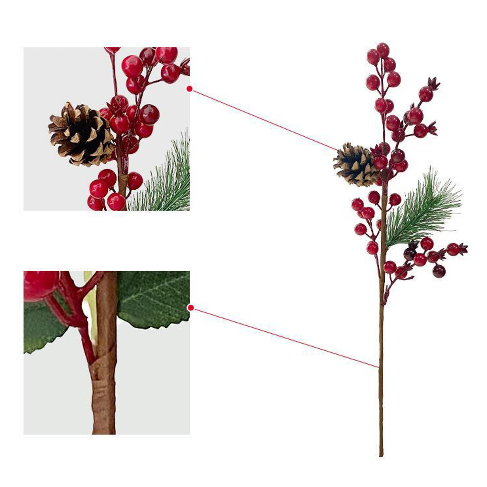 IMIKEYA Christmas Tree Fillers Decorations Pine Branches for Decorating  Berry Branches Picking Christmas Twig Stem Simulation Pine Cone Faux  Branches
