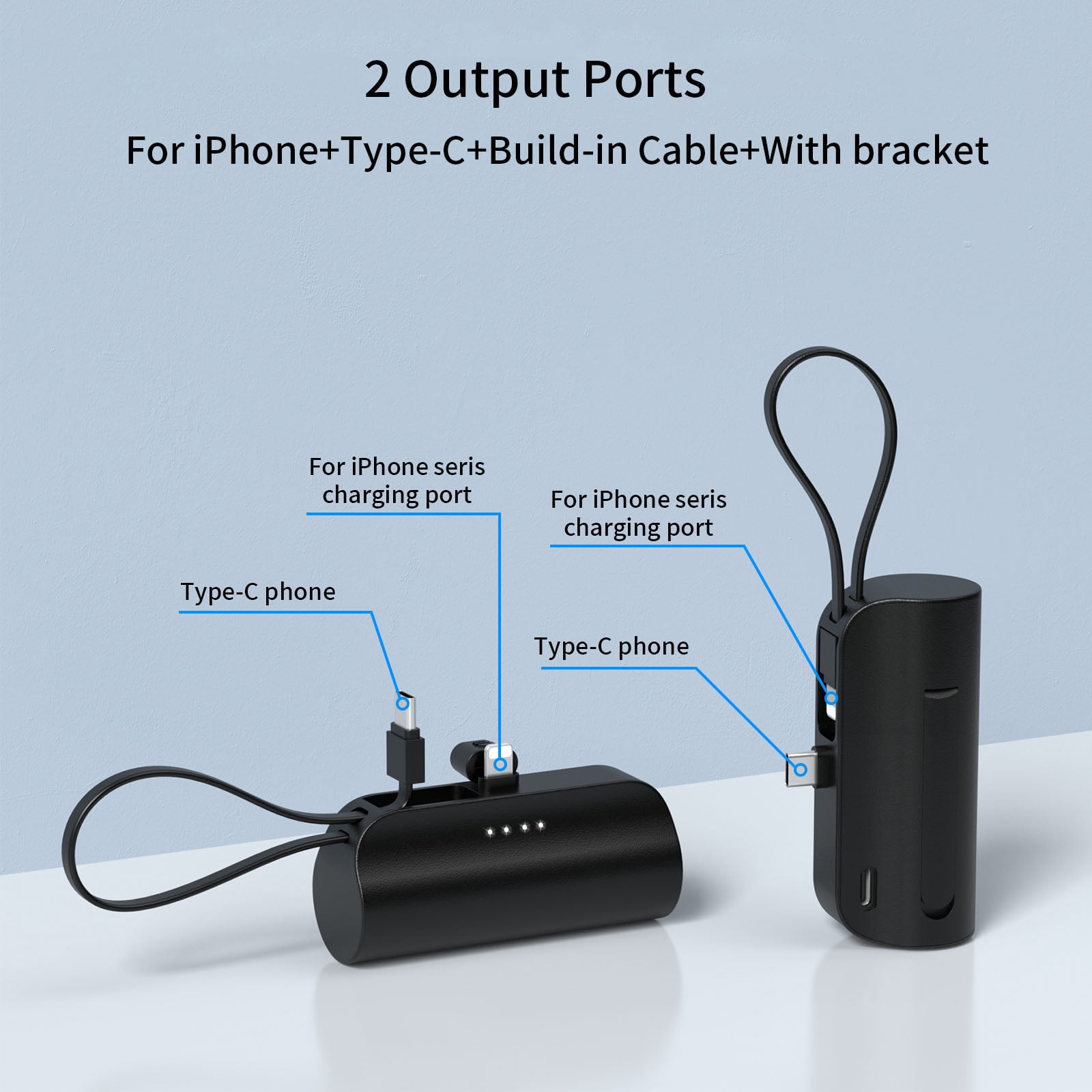 Mini Power Bank, 5,000mAh+5,000mAh Portable Charger 18W Compatible with iPhone 16 Series, Samsung, iPad Pro/Air