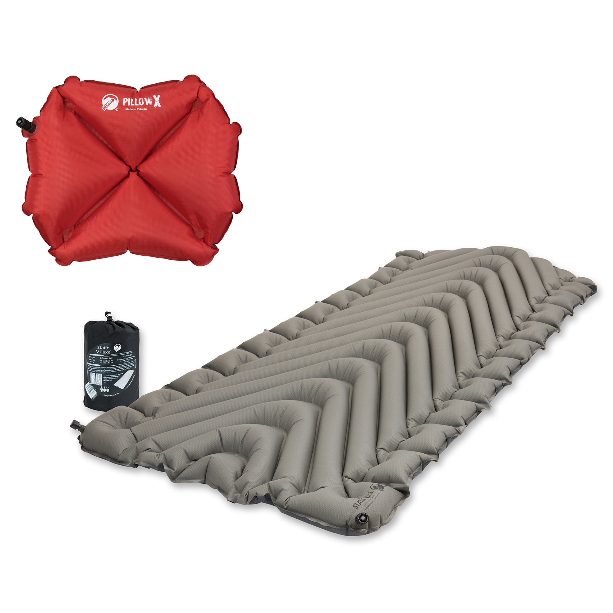 Klymit Static V Luxe Inflatable Sleeping Pad Gray Inflatable Pillow X Red Walmart Com Walmart Com