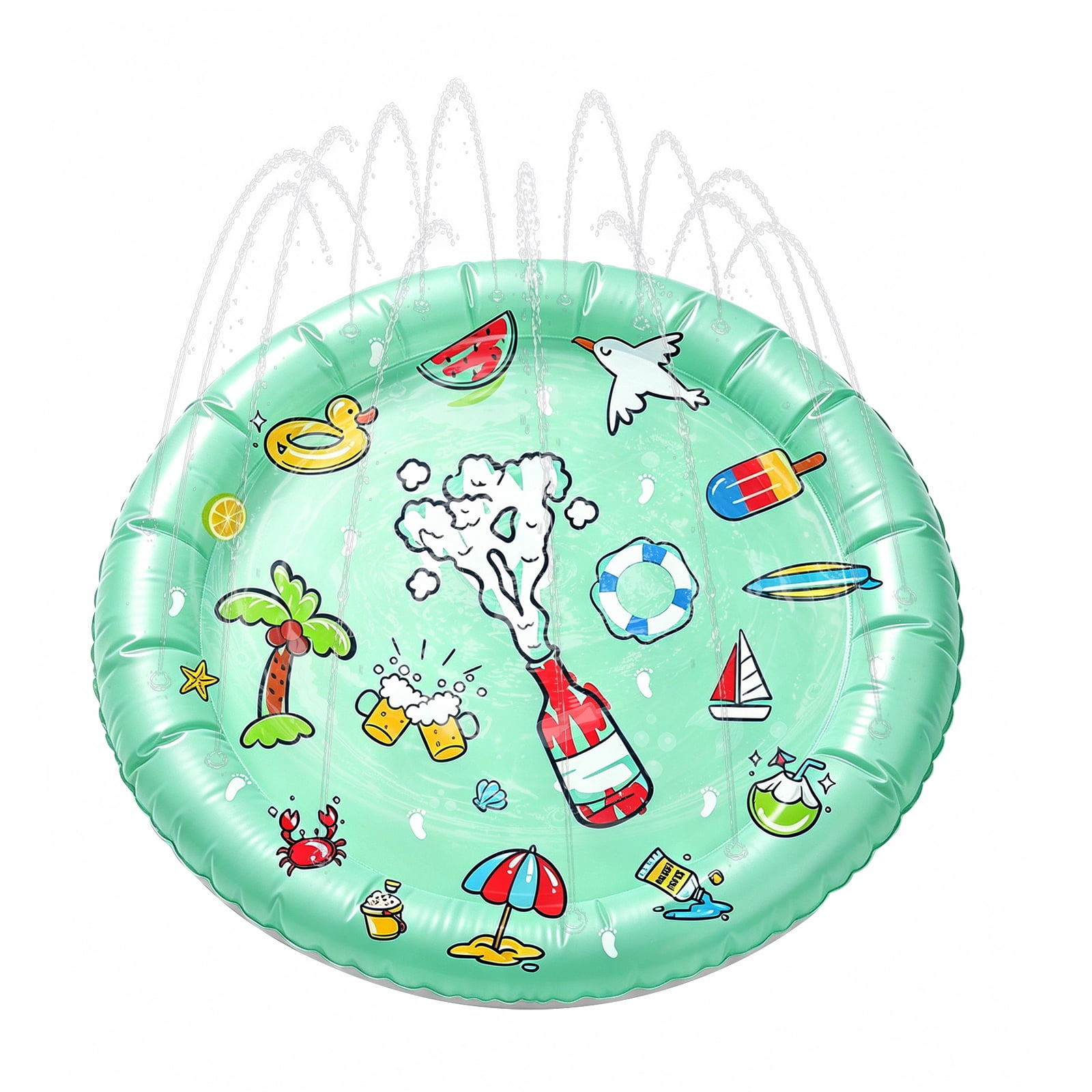 Pet Water Mat, 39.37" Summer Cool Water Sensory Play Mat, Thickened Inflatable Cooling Waterbed, Anti-Scratch Leak Proof Pad for Cats Dogs, Green
