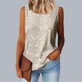 thumbnail image 6 of YUGYXL Women's Sleeveless Sequins Shirts Loose Crew Neck Sparkle Tank Tops Dressy Business Casual Party Blouse Silver L, 6 of 9