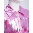 thumbnail image 6 of iiniim Girls Shiny Metallic Fringe Jacket Long Sleeve Sparkly Dance Tassel Jacket Coat Hip Hop Jazz Clothes Pink 6, 6 of 7
