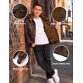 thumbnail image 6 of Heting Boys Faux Leather Motorcycle Jacket with Removable Hood Warm Fleece Lining Windproof PU Bomber Coat for Fall Winter Camel 6-7, 6 of 9