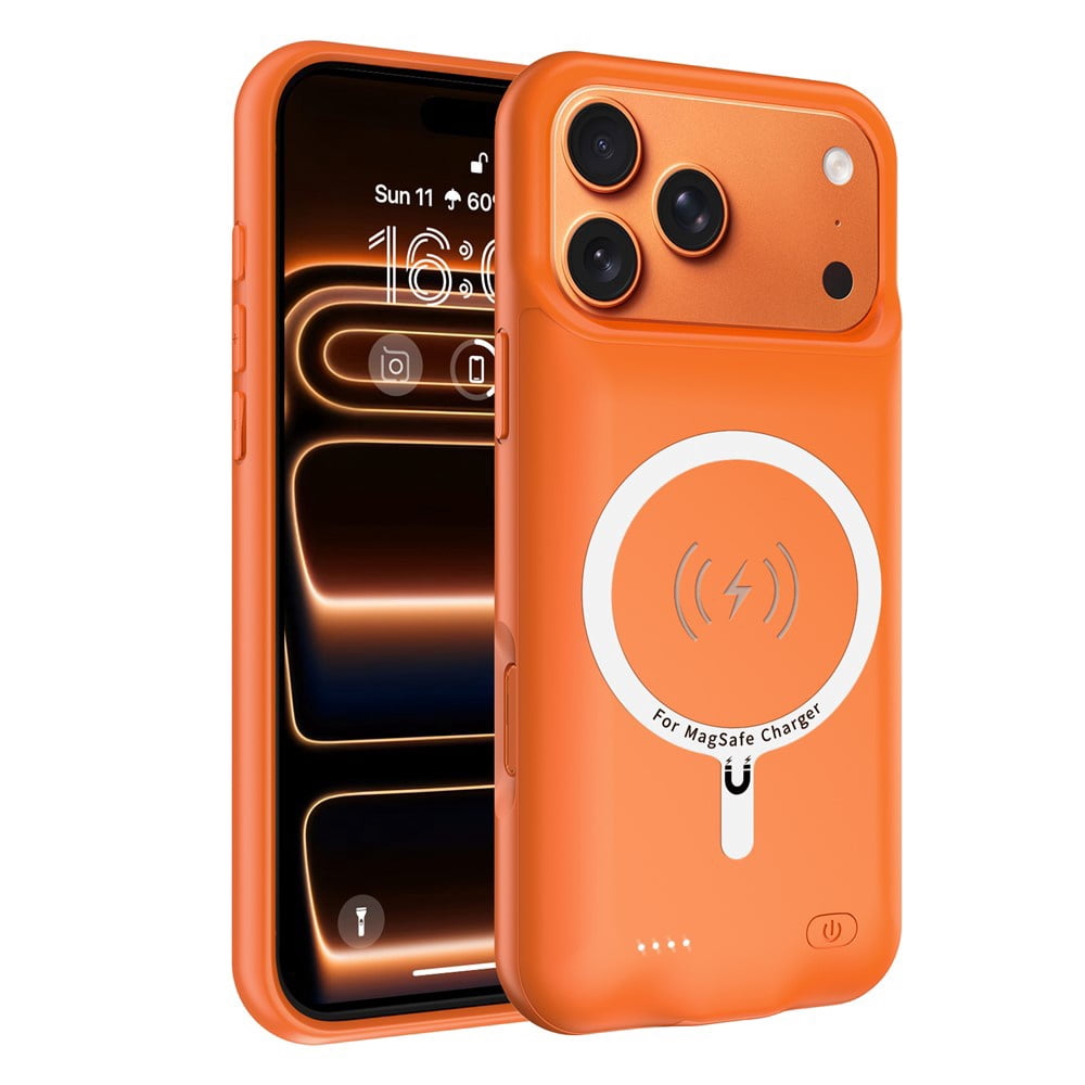 Slim Strong Charging Case with Msafe Charging (7000 mAh) for iPhone 17 Pro Max - Orange