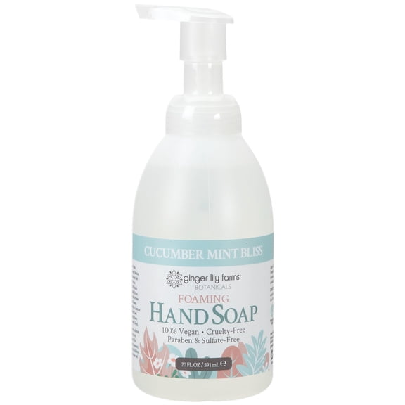 Ginger Lily Farms Botanicals All-Purpose Foaming Hand Soap Refill, 100% Vegan & Cruelty-Free, Cucumber Mint Bliss Scent, 20 Fl Oz (Pack of 1)