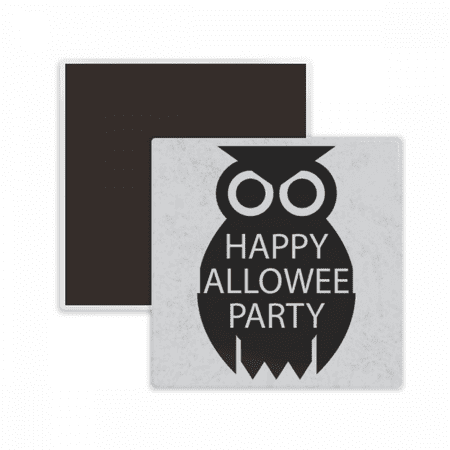 

Halloween Simple Black Cartoon Owl Square Ceracs Fridge Magnet Keepsake Memento