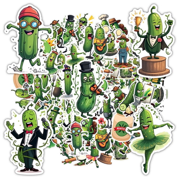 35pcs-50pcs Funny Character Stickers Pickle Cartoon Vegetable DIY for Laptops Notebooks Suitcase