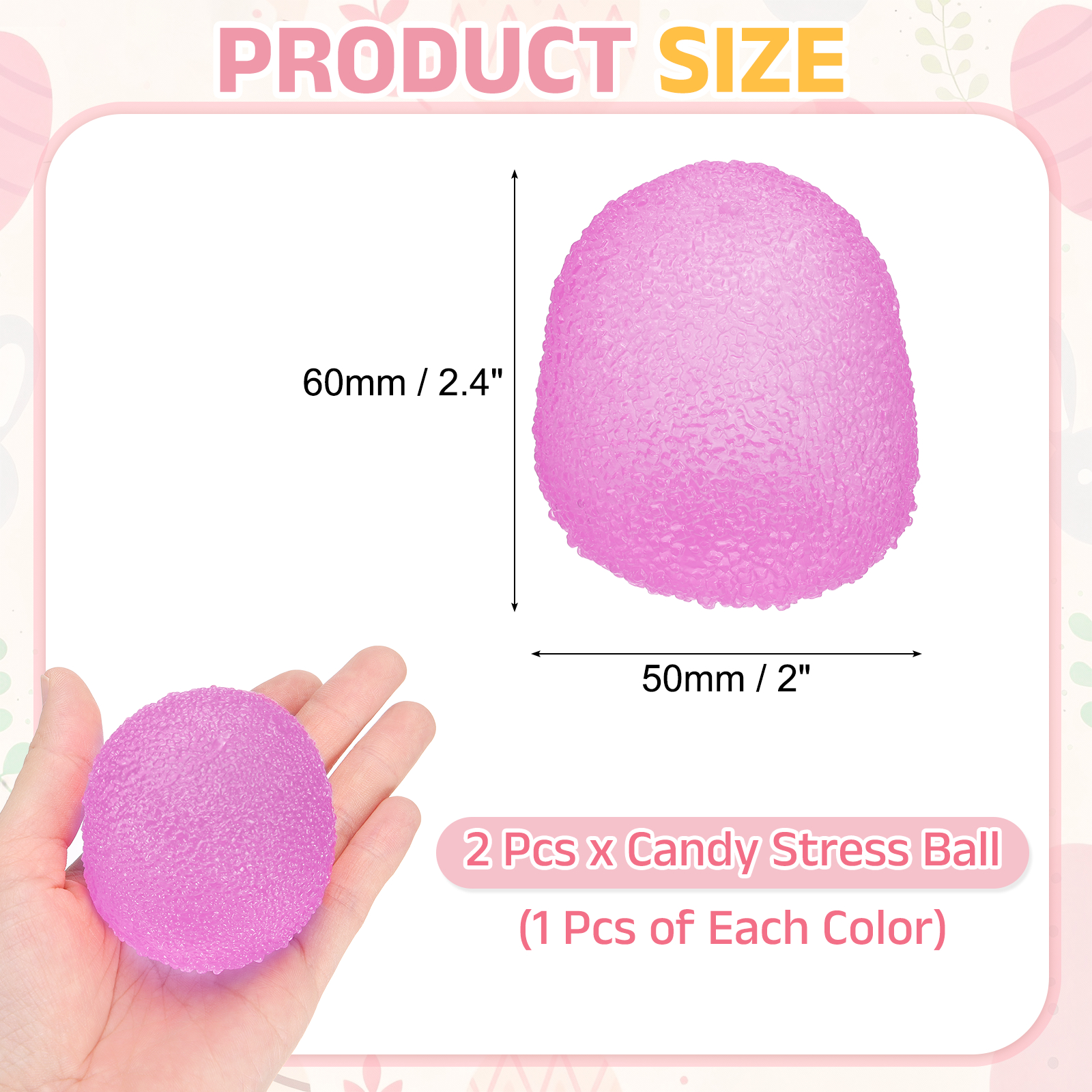 Uxcell Candy Stress Ball, Soft & Cute Fidget Toy 2 Inch (50mm) Stress Release Squeeze Ball