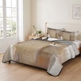 thumbnail image 2 of Twin XL Quilt Set 68''x98'', Brown Lightweight Bedspread Coverlet Set with 2 Pillow Shams, Abstract Paint Texture Retro Smudge Graffiti Art Breathable All Season Quilt Bedding for Dorm/Guest Room, 2 of 9