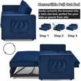 thumbnail image 3 of 54.5" Pull Out Sofa Sleeper, 3-in-1 Convertible Sleeper Sofa Bed for Living Room Apartment, Breathable Chenille Adjustable Sleeper Loveseat with Pull Out Bed and Side Pockets, Blue, 3 of 7
