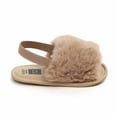thumbnail image 3 of Infant Baby Girls Indoor Fuzzy Slippers, Soft Plush Open Toe Faux Fur House Slide Sandals Princess Shoes with Elastic Strap, 3 of 5