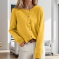 thumbnail image 2 of LINGLANG Women's Classic Button Down Cardigan Sweater Crewneck Long Sleeve Knit Outerwear Soft Casual Solid Color Lightweight Layering Coat for Fall, 2 of 4