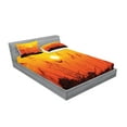thumbnail image 2 of Ambesonne Nature Fitted Sheet & Pillow Sham Set, Flying Birds at Dusk, Queen, Yellow Red, 2 of 2