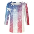thumbnail image 5 of Gamivast American Flag T Shirts for Women Stripe Print Crew Neck Regular Fit Patriotic Tee Trendy Tops Vintage Graphic 3/4 Sleeve Casual Wear outfits, 5 of 5