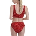 thumbnail image 3 of Daiia Red Glitter printed 2 piece Swimsuit Bikinis for Women High Waisted Racerback Bathing Suits Summer Tummy Control Scoop Neck Swimwear-Medium, 3 of 8